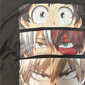 Black Anime Graphic Crewneck Shirt - Men